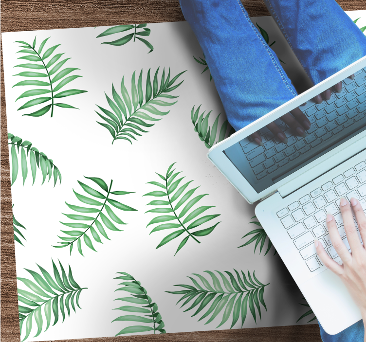 Green Palm Leaves nature vinyl rug - TenStickers