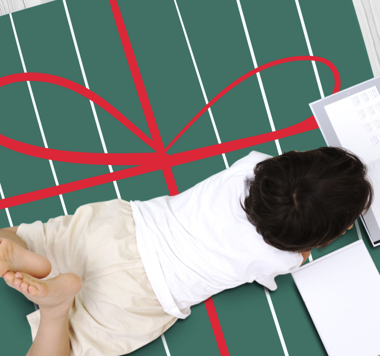 Green Red Stripes striped vinyl rug - TenStickers