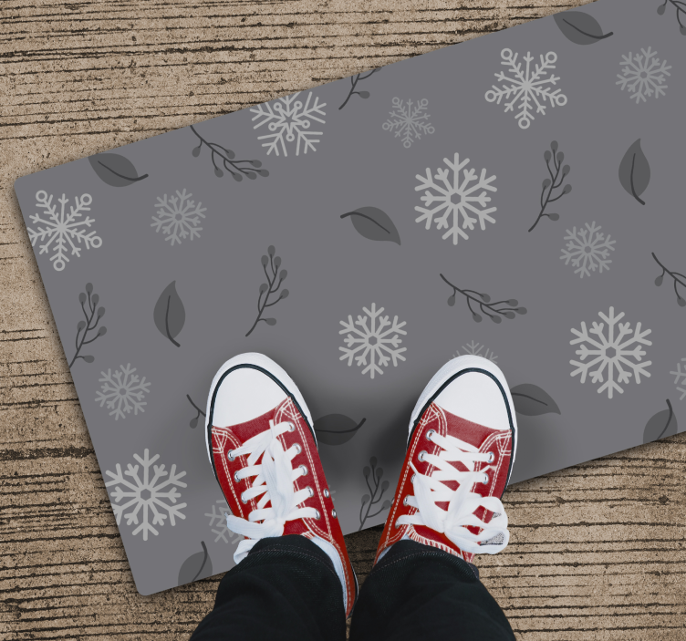 grey background snowflakes Christmas tree mat - TenStickers