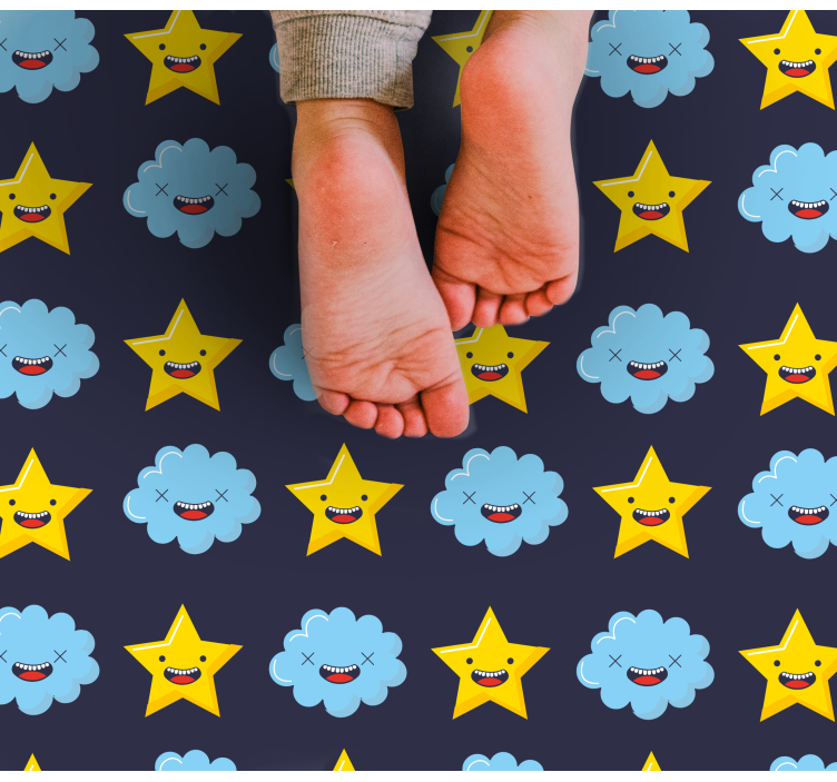 Beaming Star Clouds star vinyl rug - TenStickers