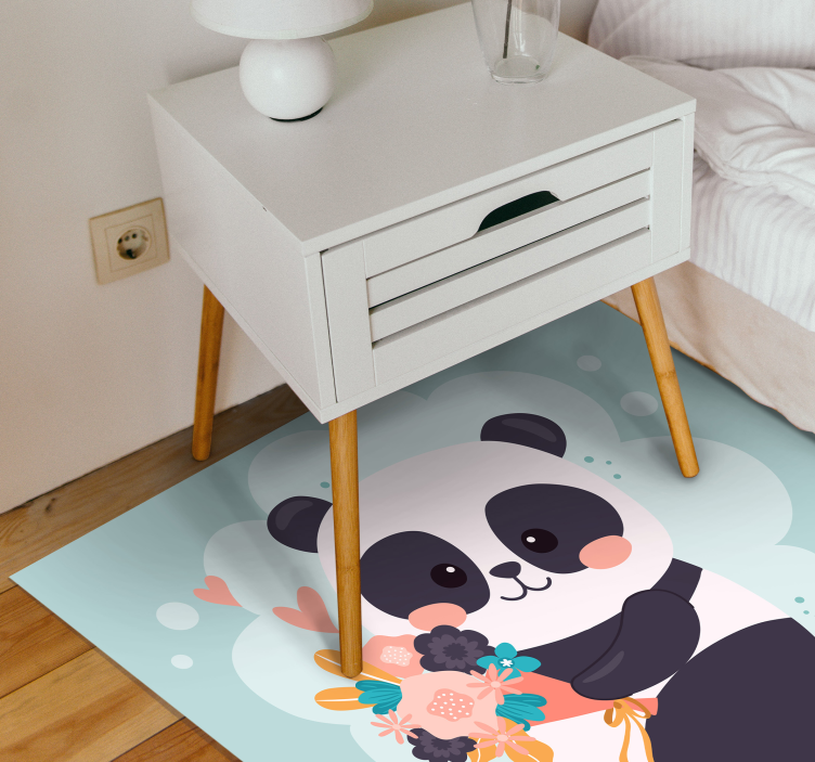 Happy panda face animal rug - TenStickers