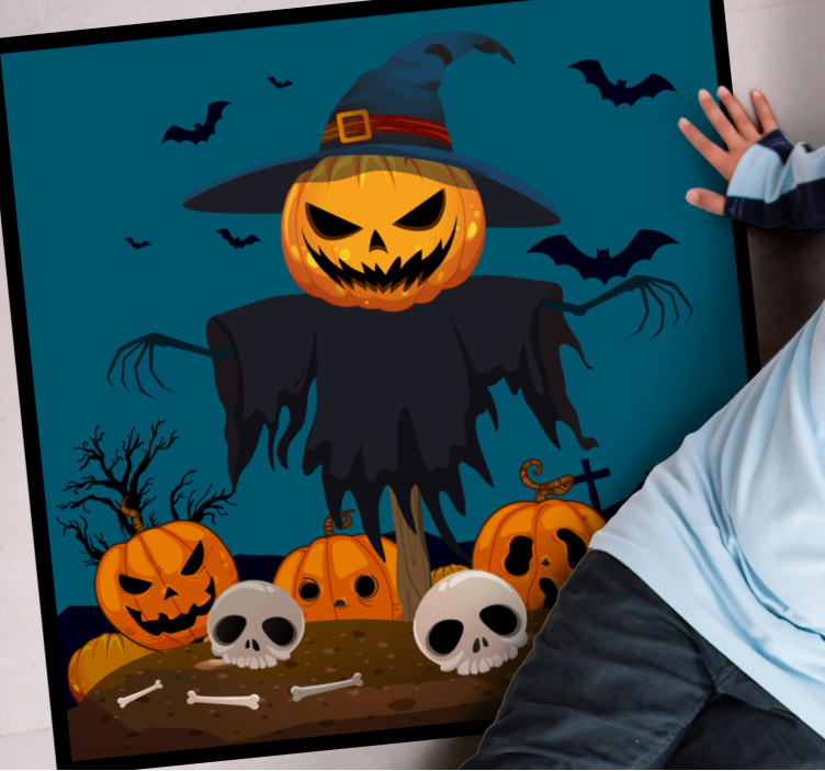 Haunting Pumpkin Scene halloween vinyl rug - TenStickers