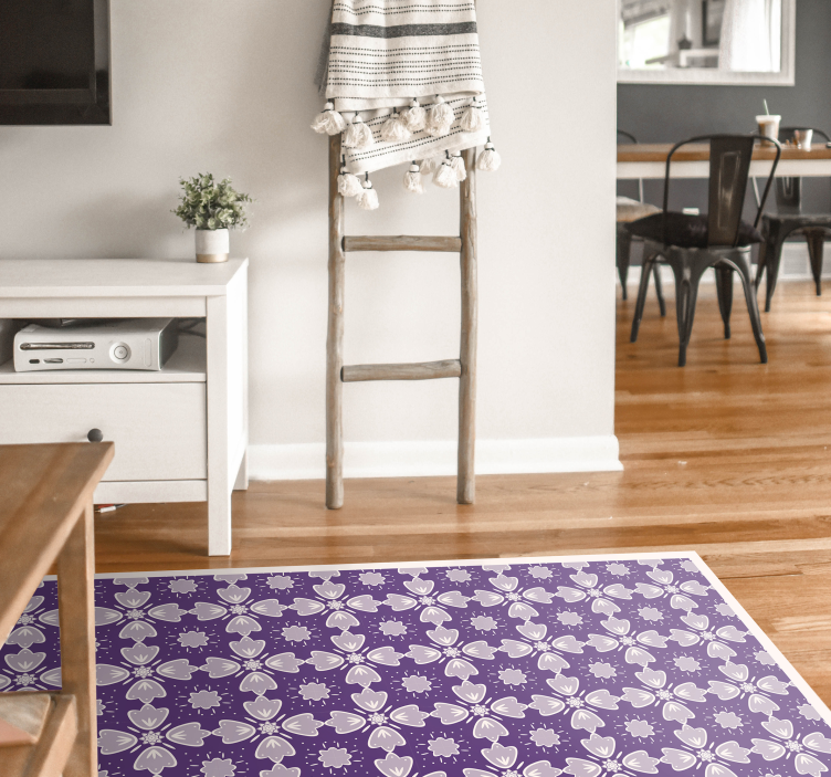 Purple tile design floral vinyl rug - TenStickers