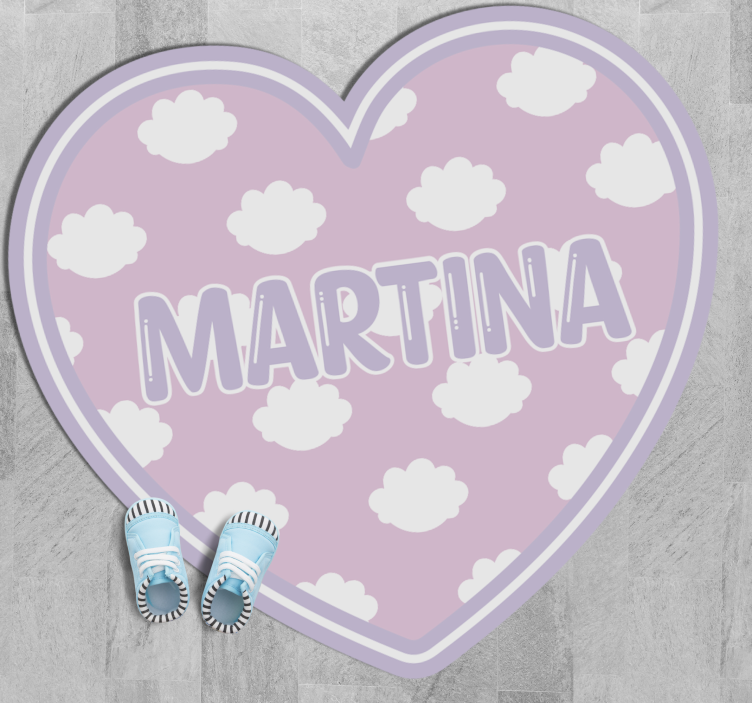 Heart shaped with clouds custom vinyl rug - TenStickers