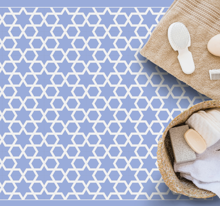 Hexagonal starry motif geometric vinyl rug - TenStickers