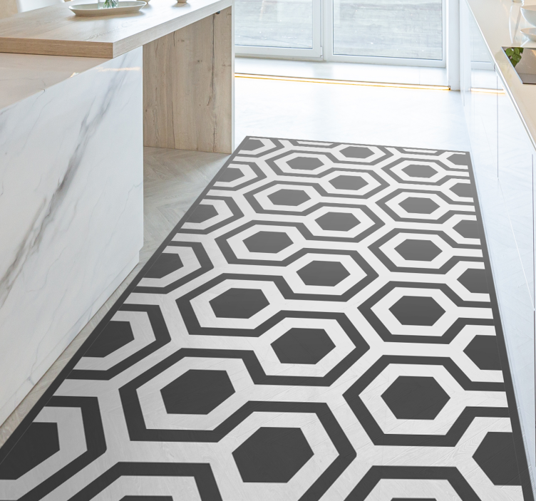 Hexagonal Patterns geometric vinyl rug - TenStickers