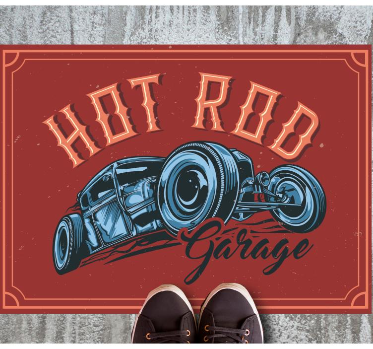 Hot rod theme vintage vinyl rug - TenStickers