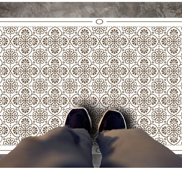 Intricate floral elements tile vinyl rug - TenStickers
