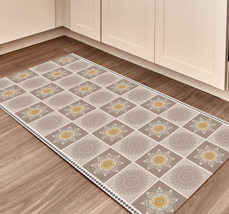 Intricate floral tiles mandala vinyl rug - TenStickers