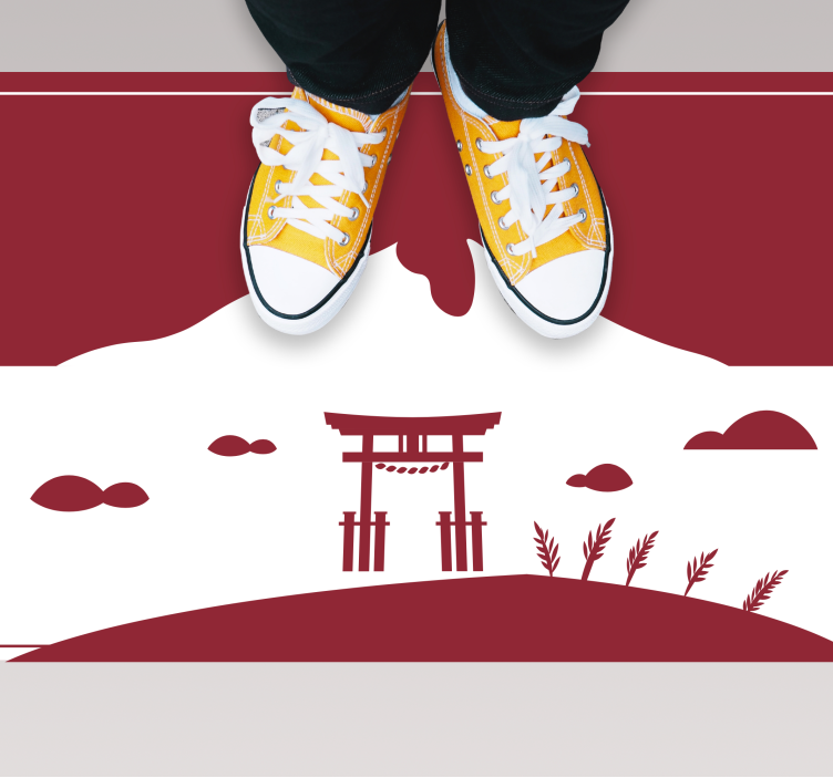 Japanese Landscape world map vinyl rug - TenStickers