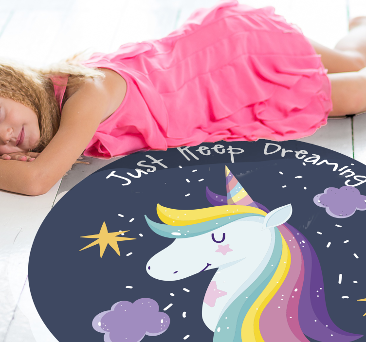 Keep Dreaming Unicorn kids vinyl rug - TenStickers