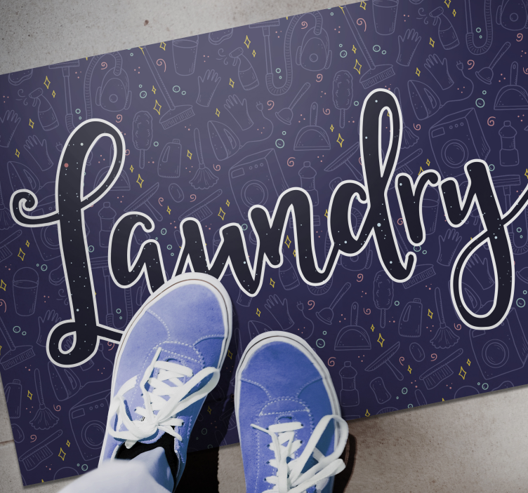 Laundry washing text custom rug - TenStickers