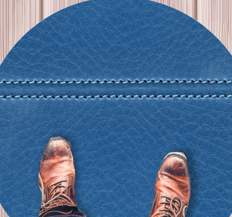 Textured vinyl rug in blue leather effect - TenStickers