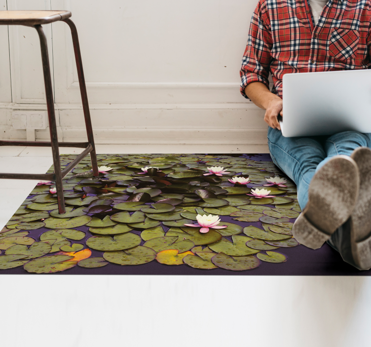 Lily Pond Beauty floral vinyl rug - TenStickers