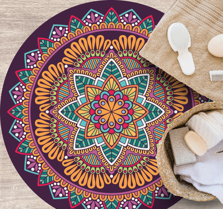 Lively Blooming Element mandala vinyl rug - TenStickers