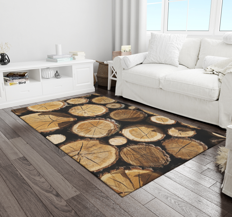 Log Slice Pattern wood effect vinyl rug - TenStickers
