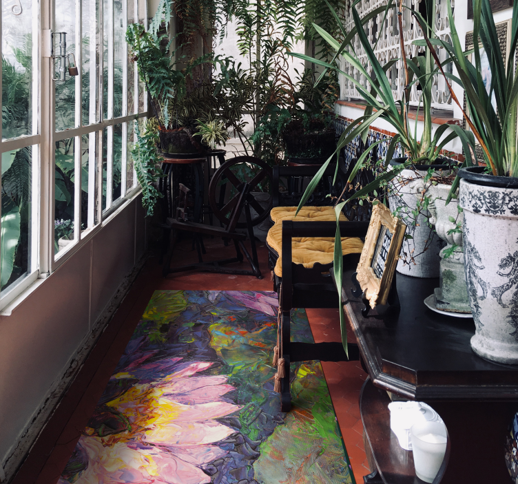 Lotus rectangular scenes floral vinyl rug - TenStickers