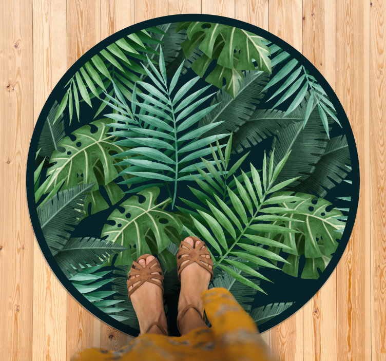 Lush Tropical Foliage nature vinyl rug - TenStickers