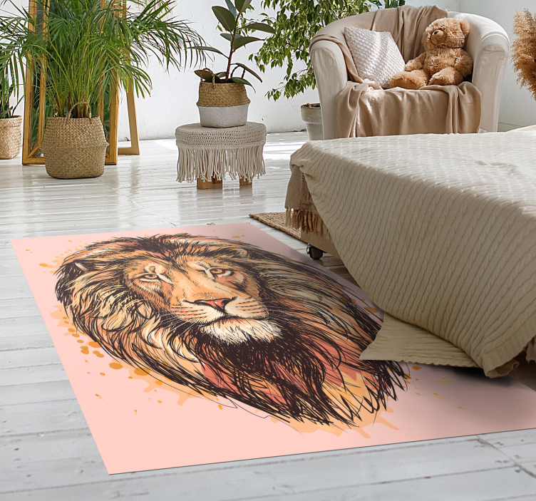 Majestic lion face animal vinyl rug - TenStickers