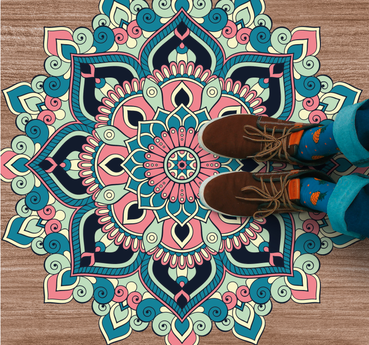 Mandala vinyl rug with vibrant floral design - TenStickers