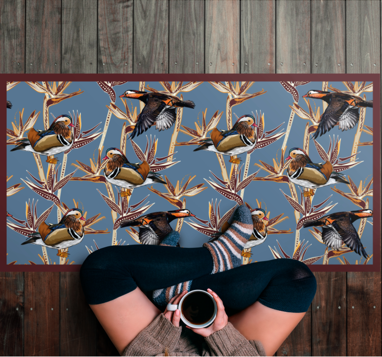 Mandarin Duck Pattern animal vinyl rug - TenStickers