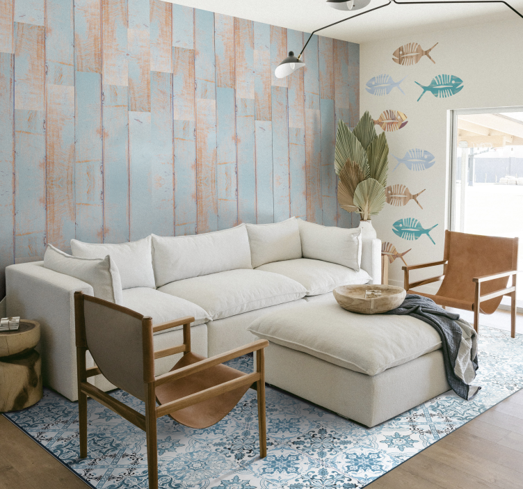 Mediterranean tiles living room rug - TenStickers