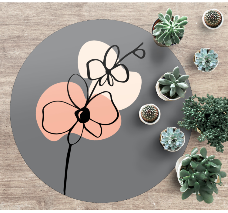 Minimalist stylish grey design floral vinyl rug - TenStickers