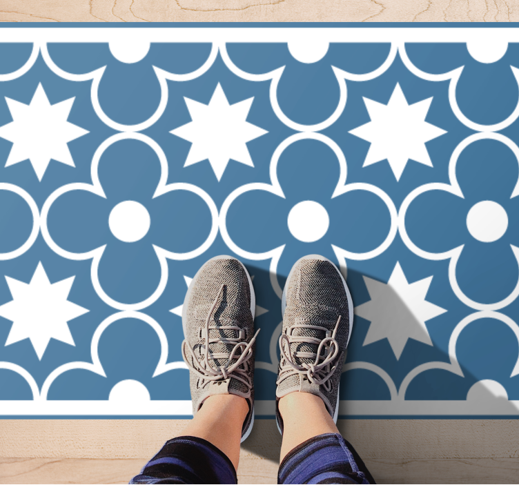 Minimalist light blue geometric pattern carpet - TenStickers