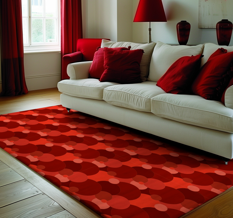 Modern circles pattern red vinyl rug - TenStickers