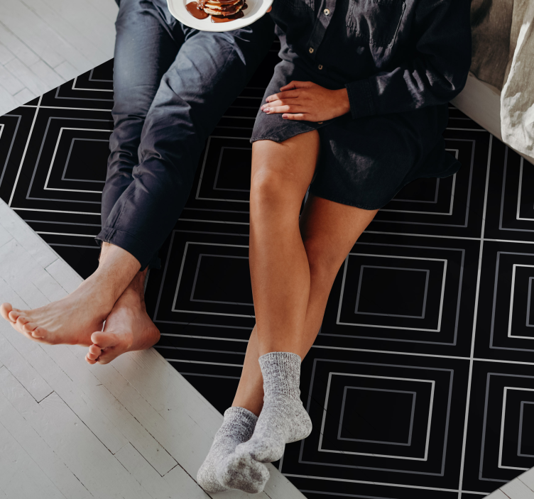 Monochromatic Geometric geometric vinyl rug - TenStickers