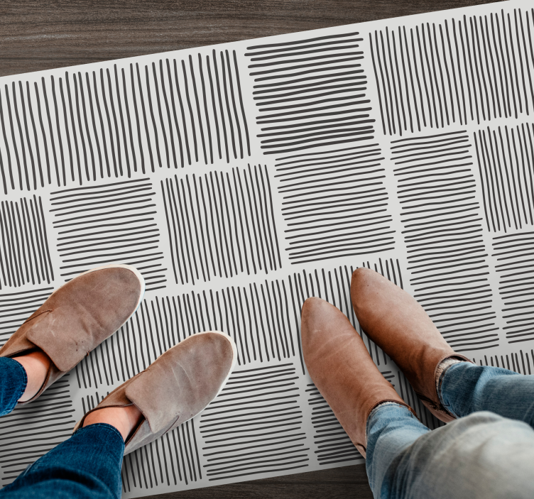 Monochromatic Line Patterns striped runner rug - TenStickers