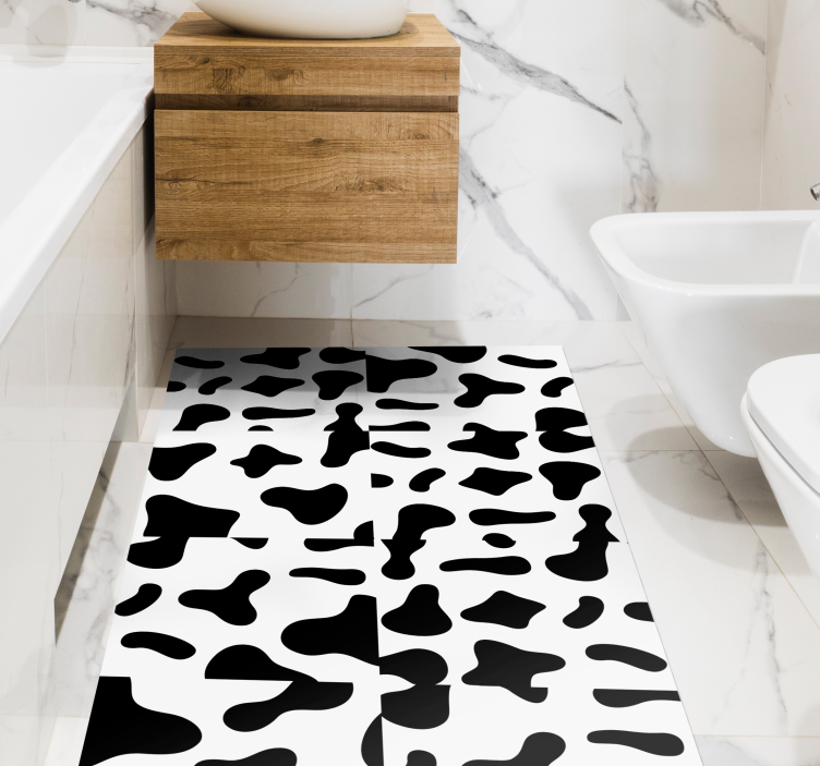 Animal print vinyl rug black and white cow - TenStickers