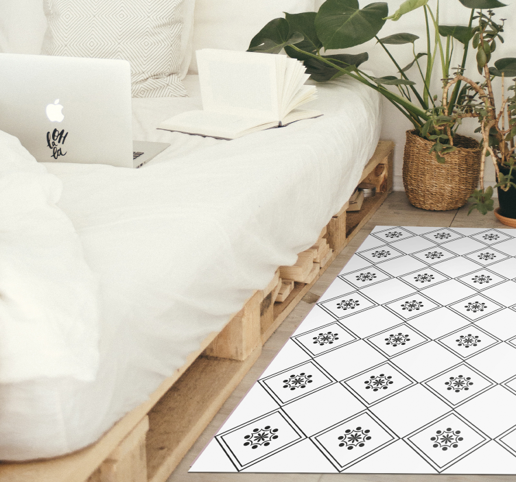 Monochrome Tiled Pattern tile vinyl rug - TenStickers