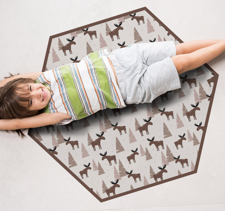 Moose Mountain Motif kids vinyl rug - TenStickers