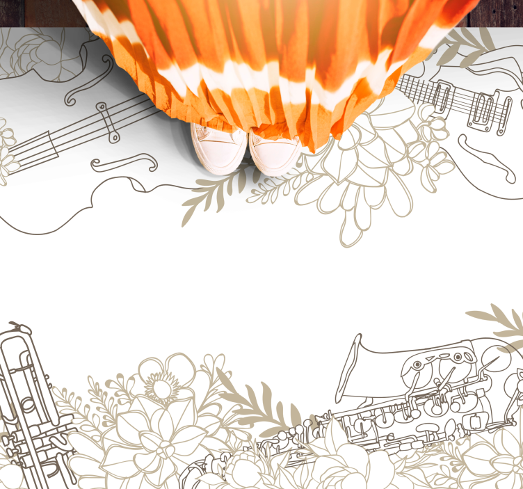 Melodic Flower Composition floral vinyl rug - TenStickers