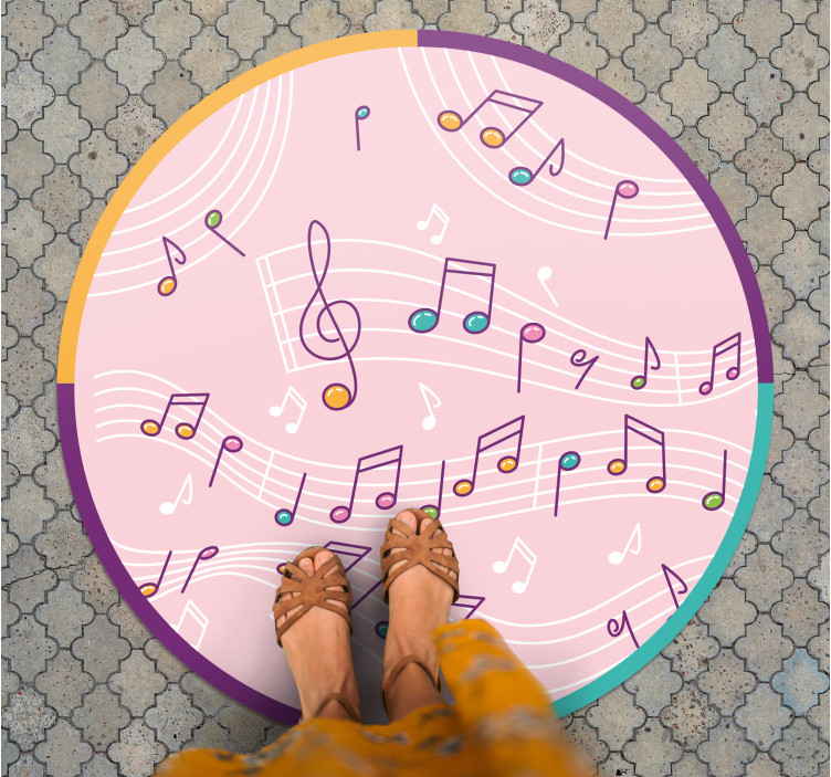 Musical Notes Motif teen vinyl rug - TenStickers