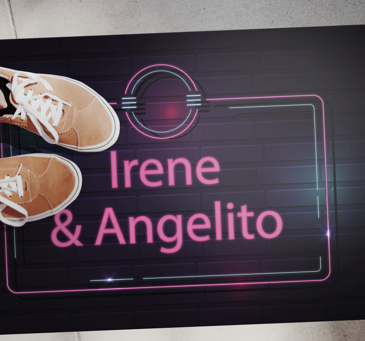 Neon couple names teen vinyl rug - TenStickers