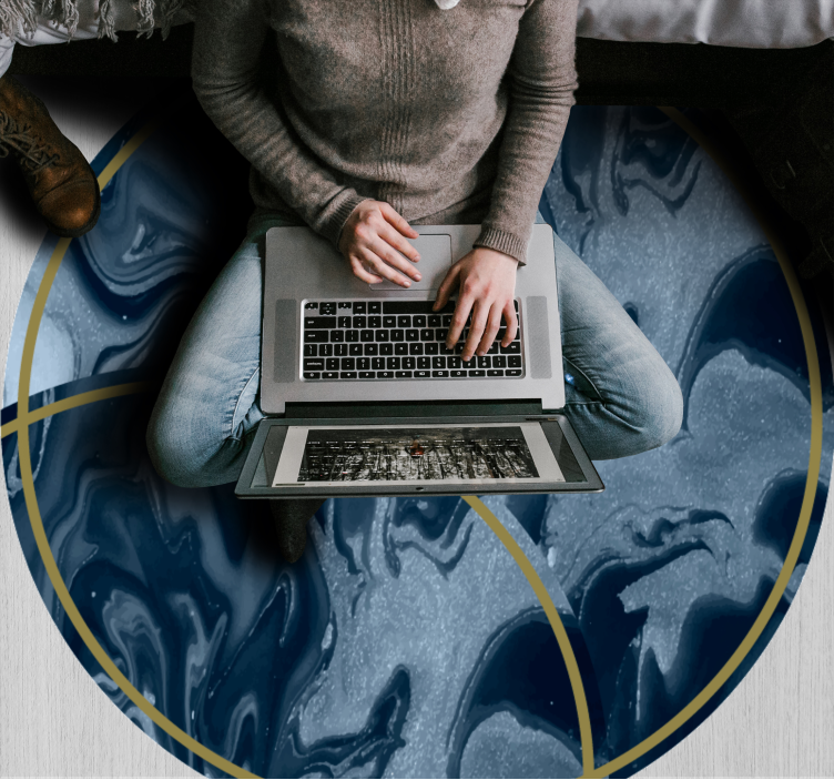 Abstract Marbled Circular Design marble vinyl rug - TenStickers