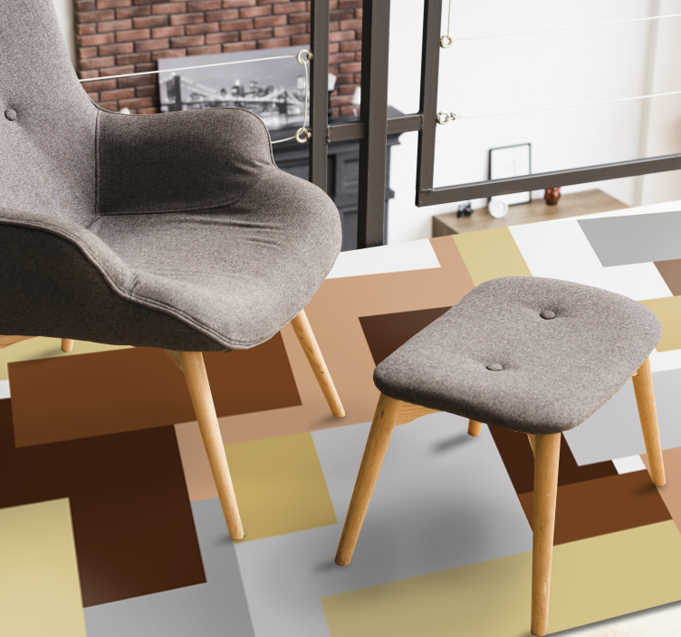 Nordic beige squares nordic vinyl rug - TenStickers