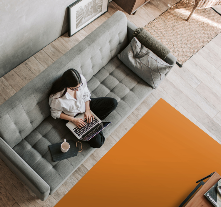 Orange rectangle modern rug - TenStickers