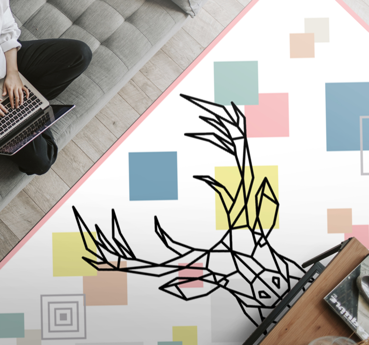 Origami stag art geometric vinyl rug - TenStickers