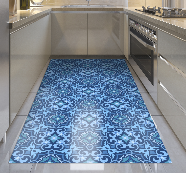 Ornamental Blue Pattern tile carpet - TenStickers