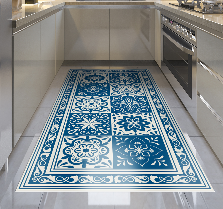 Ornate Ceramic Aesthetic tile vinyl rug - TenStickers