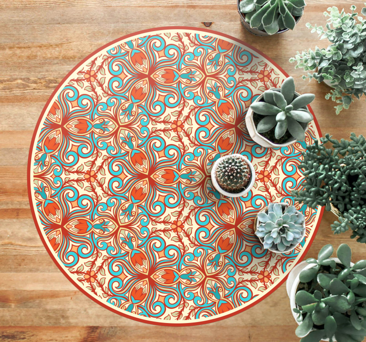 Ornate Circular Pattern mandala vinyl rug - TenStickers