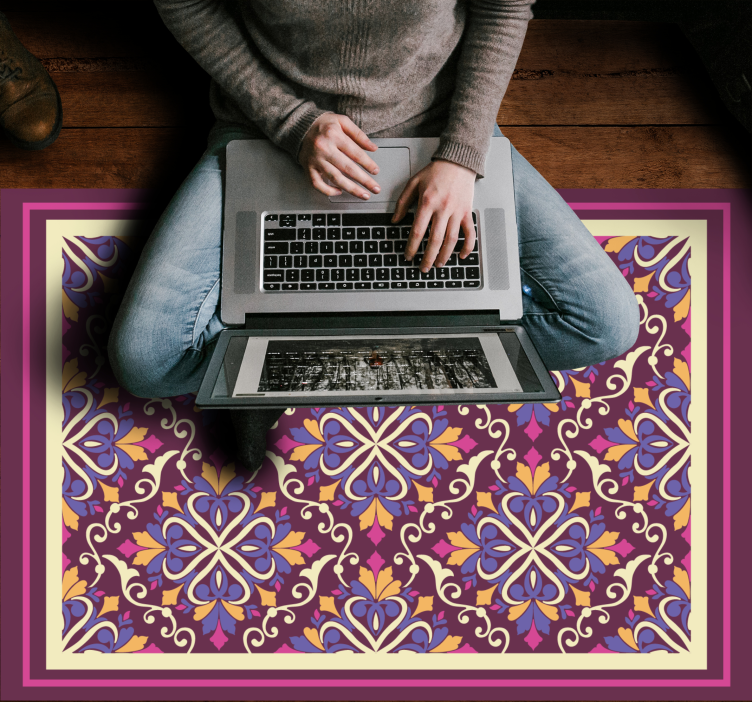 Ornate Tile Pattern geometric rug - TenStickers