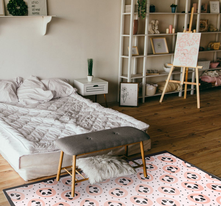 Baby panda faces animal vinyl rug - TenStickers