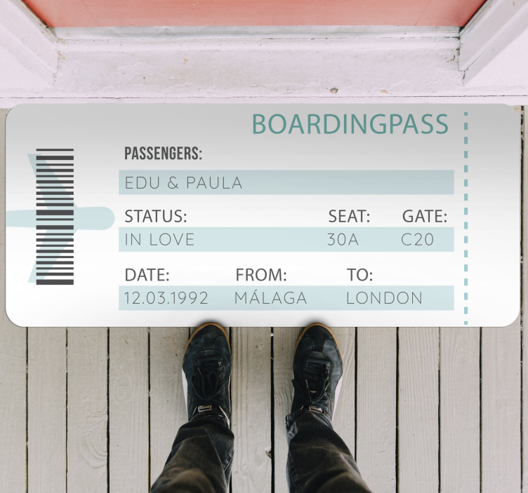 Custom boarding pass entrance hall vinyl rug - TenStickers