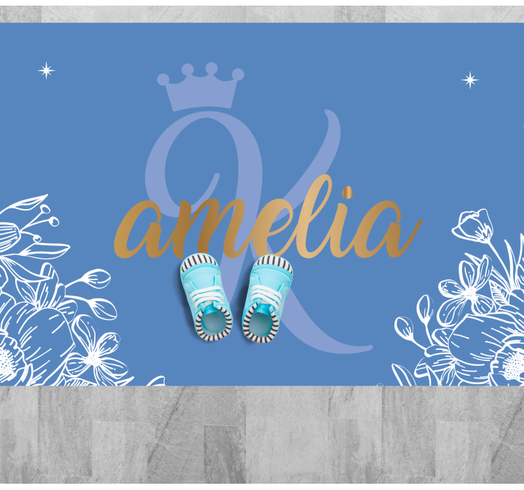 Floral name and initial teen vinyl rug - TenStickers