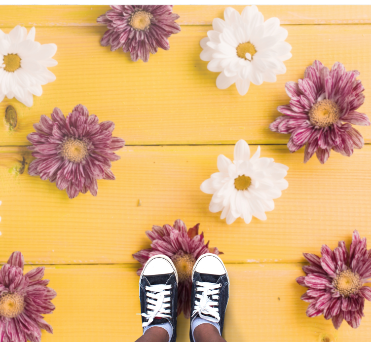 Pink and white petals floral vinyl rug - TenStickers