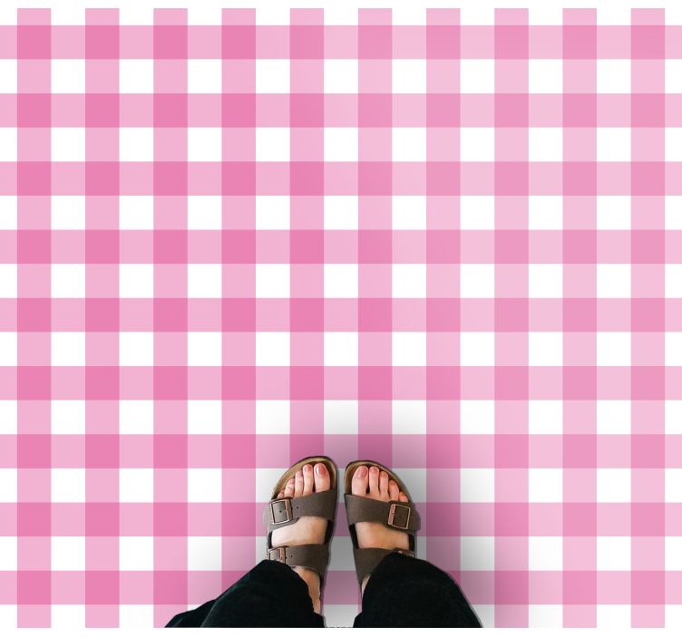 Pink Checkered Motif striped vinyl rug - TenStickers